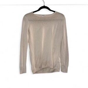 Calvin Klein White Rhinestone Embellished Y2K Sweater Size S